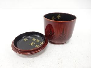 溜塗　千鳥蒔絵　茶器